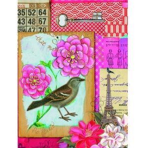 PIP STUDIOS Pink Floral Bird Collage Address Book